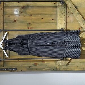 SKIES ARE BLUE BLACK  WHITE STRIPE WIDE LEG ROMPER JUMPER W OPEN BACK